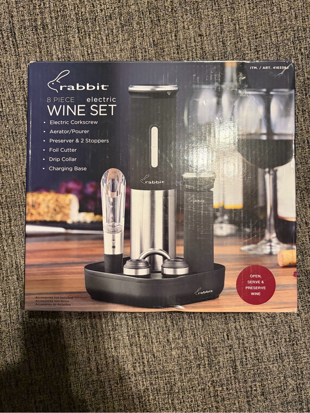 rabbit 8-Piece Electric Wine Set - Black & Stainless